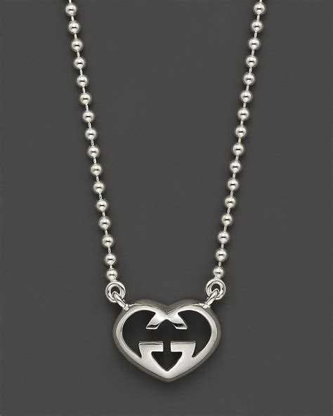 gucci women's sterling silver britt necklace|trademark necklace with heart pendant.